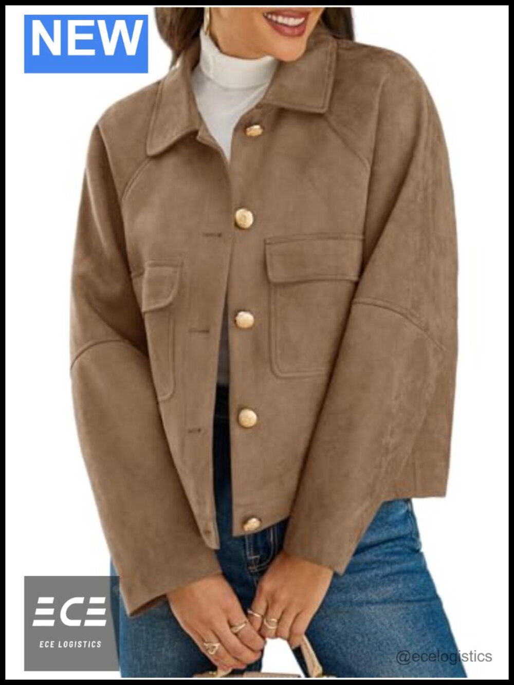 Faux Suede Leather Jacket Cropped Button Down Shacket Oversized